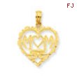 14K Mom in Heart with Heart Shaped 