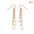14k Pearl Dangle Wire Earrings