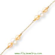 14K Pink And White Cultured Freshwater Pearl Bracelet