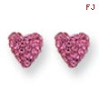 14k Pink Crystal Heart Post Earrings
