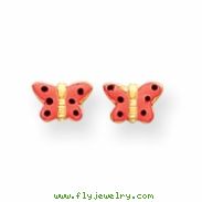 14k Pink Enameled Butterfly Earrings