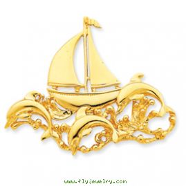 14k Polished Fits up to 6mm & 8mm Sailboat & Dolphin Slide