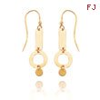 14K Polished Link And Open Circle Dangle Wire Earrings