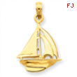 14k Polished Open-Backed Sailboat Pendant