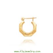 14K Polished Patterned Hollow Hoop Earrings