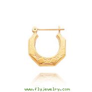 14K Polished Patterned Hoop Earrings