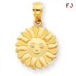 14k Polished Sun with Face Pendant