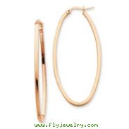 14K Rose Gold 2mm Square Tube Oval Hoop Earrings