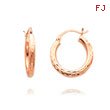 14K Rose Gold 3x15mm Diamond Cut Classic Hoops