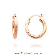 14K Rose Gold 3x15mm Diamond Cut Classic Hoops