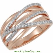 14K Rose Gold Diamond Ring With Rhodium Plating