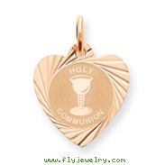 14K Rose Gold Holy Communion Heart Charm
