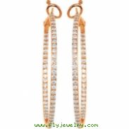 14K Rose Gold Pair Diamond Hoop Earrings