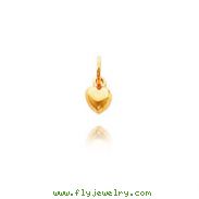 14K Rose Gold Solid Polished 3D Small Heart Charm