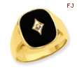 14k Rounded Square Mens Diamond and Onyx Ring Mountin ring