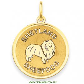 14k Shetland Sheepdog Disc Charm