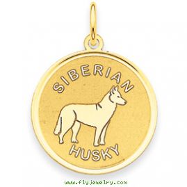 14k Siberian Husky Disc Charm
