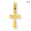 14K Small cross with Flower Pendant