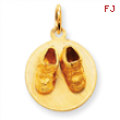 14k Small Solid Engraveable Baby Shoes on Disc Charm