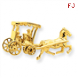 14k Solid Polished 3-Dimensional Horse & Carriage Charm