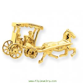 14k Solid Polished 3-Dimensional Horse & Carriage Charm