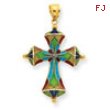 14K Stained Glassed Glittered Center Cross Pendant