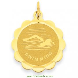 14k Swimming Disc Charm