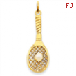 14k Tennis Racquet with Cultured Pearl Charm