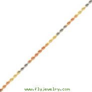14K Tri-Color Gold 2.5mm Diamond Cut Rope Chain