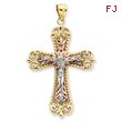 14K Tri-Color Gold Crucifix Cross Pendant