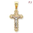 14K Tri-Color Gold Diamond-Cut Crucifix Pendant