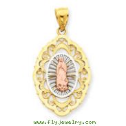 14K Tri-Color Gold Our Lady of Guadalupe Pendant