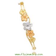 14K Tri-Color Gold Plumeria Bangle Bracelet