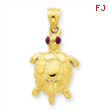 14k Turtle with Ruby Eyes Pendant