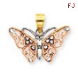 14k Two-tone & Rhodium Diamond-cut Butterfly Pendant