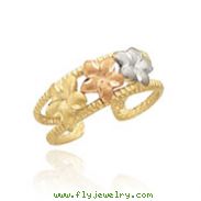 14K Two-Tone & Rhodium Plumeria Toe Ring