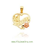 14K Two-Tone "#1 Mother" Heart Pendant