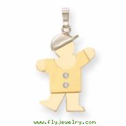 14k Two-tone A Diamond kid pendant