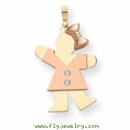 14k Two-tone A Diamond kid pendant