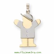 14k Two-tone A Diamond kid pendant