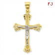 14k Two-Tone Diamond-Cut Crucifix Pendant