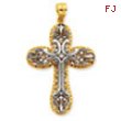 14K Two-tone Diamond-cut Layered Cross Pendant