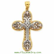 14K Two-tone Diamond-cut Layered Cross Pendant