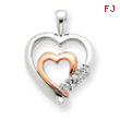 14k Two-tone Diamond Heart Pendant