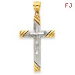 14K Two-Tone Gold  Diamond-Cut Cross Pendant