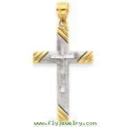 14K Two-Tone Gold  Diamond-Cut Cross Pendant