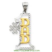 14K Two-Tone Gold #1 Dad Diamond Cut Pendant