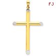 14K Two-Tone Gold 3-D Hollow Cross Pendant