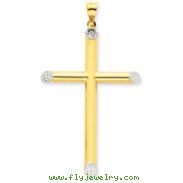 14K Two-Tone Gold 3-D Hollow Cross Pendant