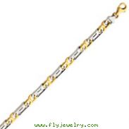 14K Two-Tone Gold 6.5mm Solid Hand-Polished Fancy Link Bracelet